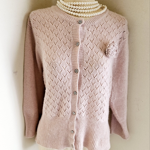 VINTAGE DELICATE PINK ANGORA BLEND SWEATER - Picture 3 of 7